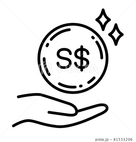 シンガポールドル　硬貨を受け取る手 81533206