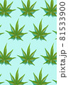 Green hemp leaves pattern on blue background. 3d render texture.  81533900