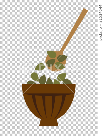 かぼちゃの種をスプーンですくうイラスト かぼちゃの種をスプーンですくうイラスト 81534544