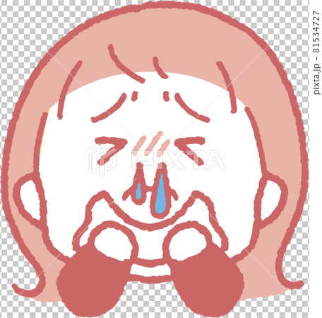 鼻水が出ている女の子のイラストのイラスト素材