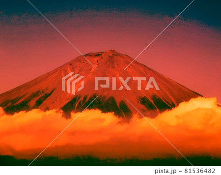 夕焼けの富士山 81536482