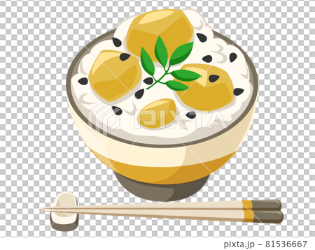 栗子飯（筷子） 秋天的味道 秋天的傳統 圖標/插圖素材 81536667