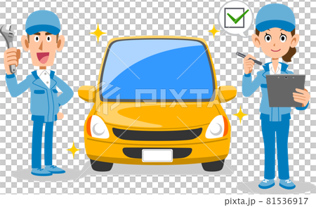 A male auto mechanic who maintains a car and a - Stock Illustration  [81536917] - PIXTA