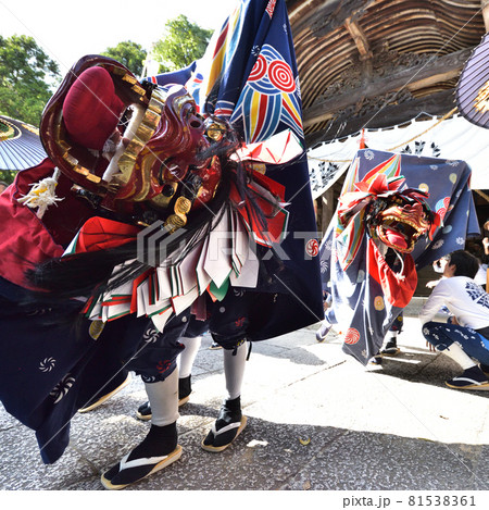 大避神社の秋祭り　境内で獅子舞奉納 81538361