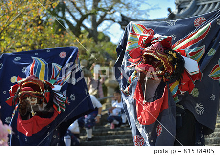 大避神社の秋祭り　境内で獅子舞奉納 81538405