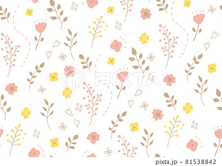北欧風手描きの花柄背景 81538842
