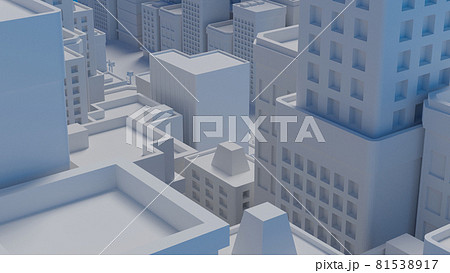 俯瞰目線 シンプルな白い模型風の建造物 ビル群のイラスト素材