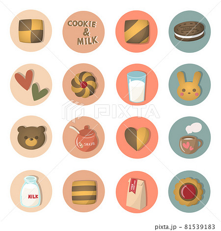 Cookie&milk, icon set ,クッキー&ミルク アイコンセット Cookie&milk, icon set ,クッキー&ミルク アイコンセット 81539183