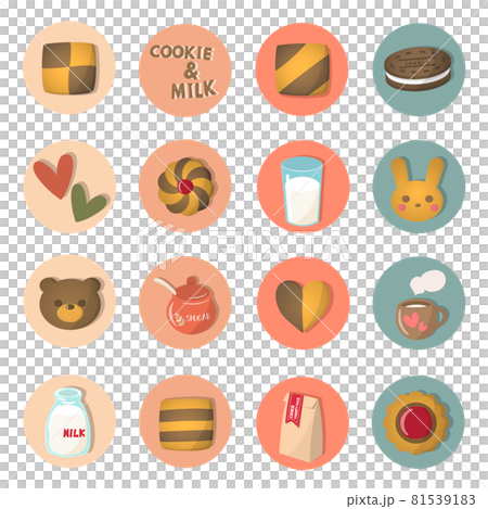 Cookie&milk, icon set ,クッキー&ミルク アイコンセット Cookie&milk, icon set ,クッキー&ミルク アイコンセット 81539183
