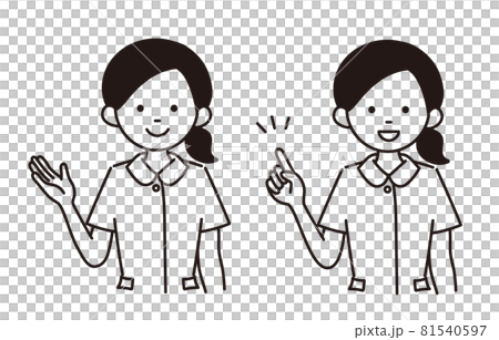 モノクロイラスト　看護師　 看護婦 81540597