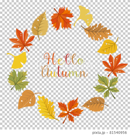 秋のイメージの落ち葉のリースイラスト素材のイラスト素材