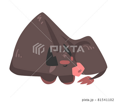 Black Horned Sleeping Bull with Hoof and Muscular Neck Vector Illustration Black Horned Sleeping Bull with Hoof and Muscular Neck Vector Illustration 81541102
