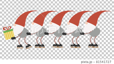 Scandinavian dwarfs skating side by side with gifts Scandinavian dwarfs skating side by side with gifts 81541727