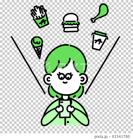 Female simple icon asking for food delivery Female simple icon asking for food delivery 81541780