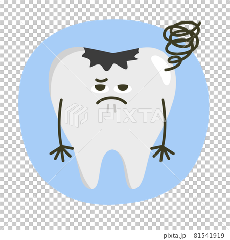 Illustration of teeth. A tooth character with cavities and depression. Illustration of teeth. A tooth character with cavities and depression. 81541919