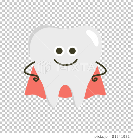 歯のイラスト。虫歯を治療してる歯のキャラクター。 81541921