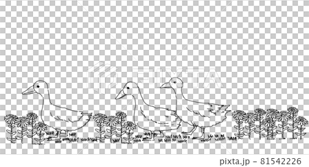 Illustration of a flower path where a duck walks 81542226