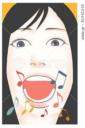 大きく口を開けて歌う女の子のイラストのイラスト素材