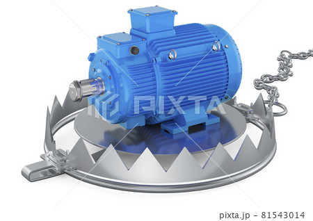 Bear trap with electric motor, 3D rendering 81543014