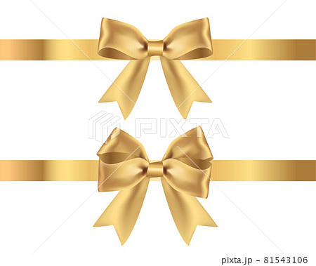 金色のリボンのベクターイラストセット クリスマス ゴールド バレンタイン ホワイトデー のイラスト素材