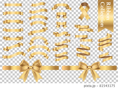 金色のリボンのベクターイラストセット(クリスマス,ゴールド,バレンタイン,ホワイトデー) 金色のリボンのベクターイラストセット(クリスマス,ゴールド,バレンタイン,ホワイトデー) 81543175