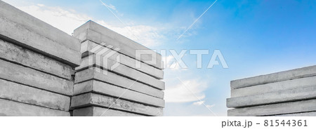Concrete blocks at a construction site. Concrete structures, industrial, building materials, high resolution 81544361