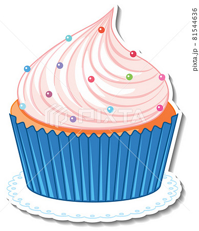 Cupcake with sugar sprinkles sticker isolated on white background 81544636