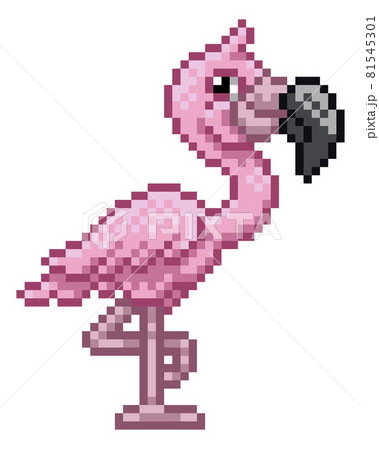 Flamingo Bird Pixel Art Video Game Animal Cartoon 81545301