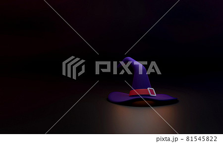 The witch's hat on a black background represents the spooky, magical, and mysterious Halloween season. 81545822