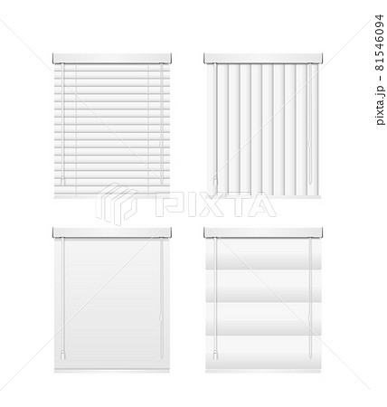 Realistic Detailed 3d Different White Jalousie Set. Vector 81546094