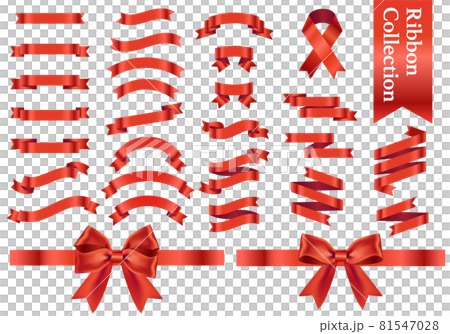 赤色のリボンのベクターイラストセット(クリスマス,ゴールド,バレンタイン,ホワイトデー) 81547028