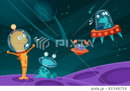 Aliens Space Cartoon Image 81548759