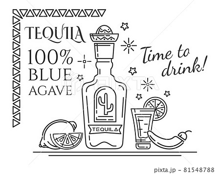 Time to drink. Black and white mexican design 81548788