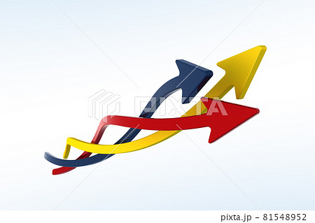 交差しながら進む3つのの矢印の3dイラストのイラスト素材