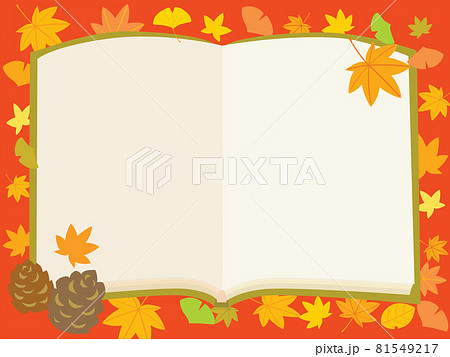 赤い紅葉の本のフレーム　読書の秋 81549217