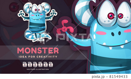 Cartoon character cute munster - adorable sticker 81549433
