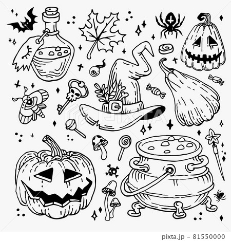 Halloween doodles set. Decoration for Halloween and occult Halloween doodles set. Decoration for Halloween and occult 81550000