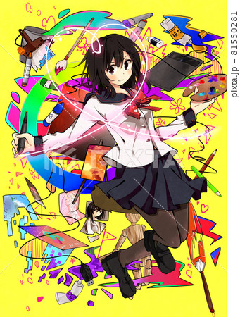 デジタルペイントを楽しむ少女 デジタルペイントを楽しむ少女 81550281