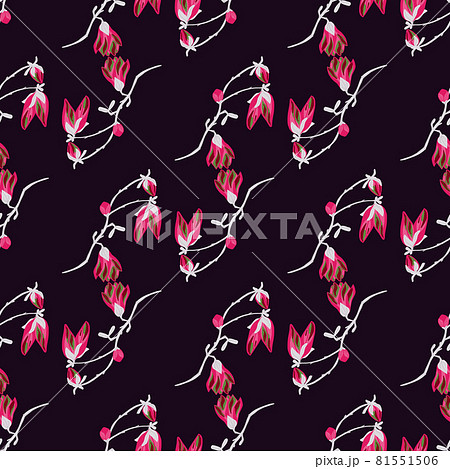 Seamless pattern Magnolias on dark background. Beautiful ornament with red flowers. Seamless pattern Magnolias on dark background. Beautiful ornament with red flowers. 81551506