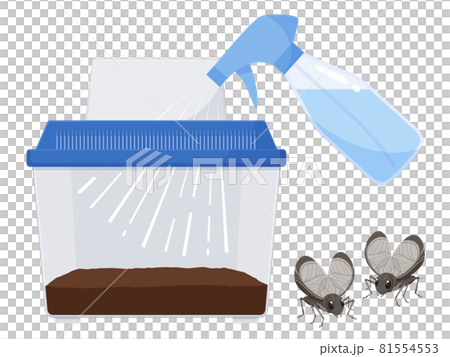Illustration that moistens the inside of the bell worm case with a mist 81554553