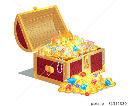 Treasures in Wooden Box Poster Vector Illustration 81555320