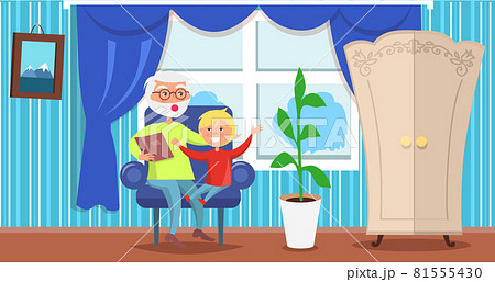Happy Grandparents Day Grandpa Reading to Grandson Happy Grandparents Day Grandpa Reading to Grandson 81555430