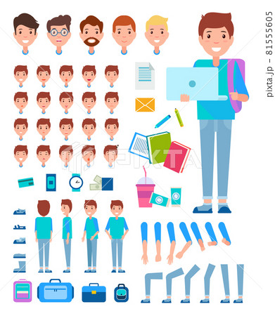 Man Constructor Set of Man Faces, Body Parts, Male 81555605
