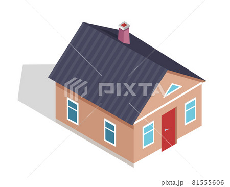 Side View on Three Dimensional Cottage House Side View on Three Dimensional Cottage House 81555606