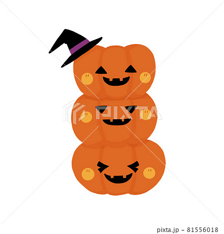 縦積みカボチャランタンの可愛いハロウィンイラスト 縦積みカボチャランタンの可愛いハロウィンイラスト 81556018