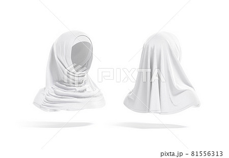 Blank white female al-amira mockup front and back, side view 81556313