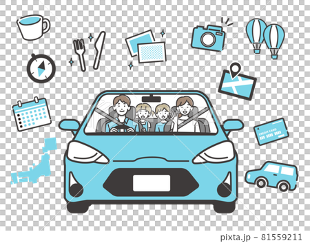 Vector illustrations and travel icons driven by good friends Material / Car / Travel / Vacation Vector illustrations and travel icons driven by good friends Material / Car / Travel / Vacation 81559211