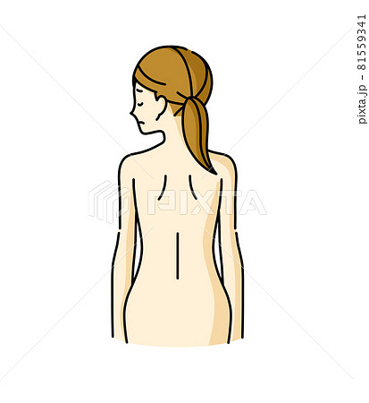 悩みがある女性の背中のイラスト素材