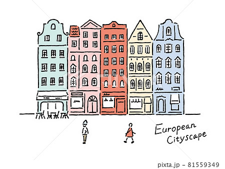 ヨーロッパの街並みのイラスト素材