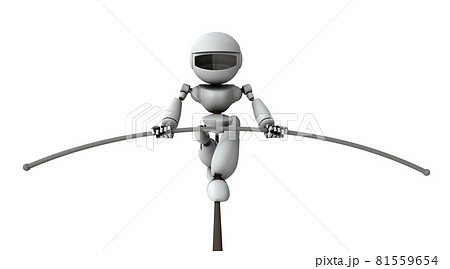 ハイリスクな状況下でも冷静なロボット。白バック。3Dレンダリング。 ハイリスクな状況下でも冷静なロボット。白バック。3Dレンダリング。 81559654
